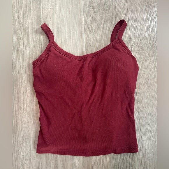 OGL Tops - OGL Burgundy Cherry Ribbed Padded Cropped Tank ~ Size Small